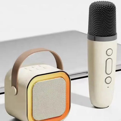 1 Mic K12 Karaoke Machine Bluetooth Speaker Wireless Microphones RGB LED Colorful Lights Ambient Lighting Singing Speaker - Tidesmit