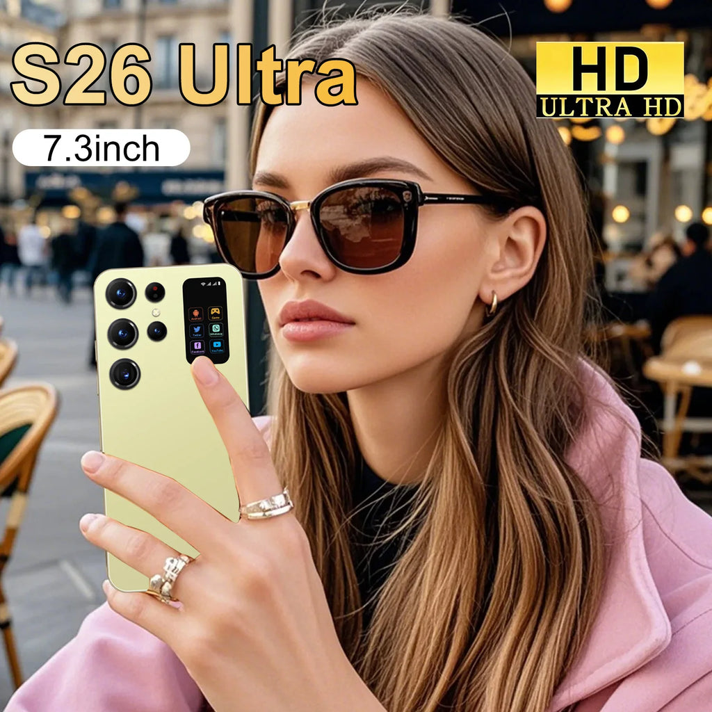 S26 Ultra 5G smartphone with 7.3 inch HD screen, 108MP camera, and 8000mAh battery, 16GB RAM and 1TB storage