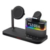 Smart Gedgets Desk Multifunctional Charger Station RGB 3 in 1 Wireless Charger Custom Logo With Night Light Digital Alarm Clock Type-C Black Tidesmit