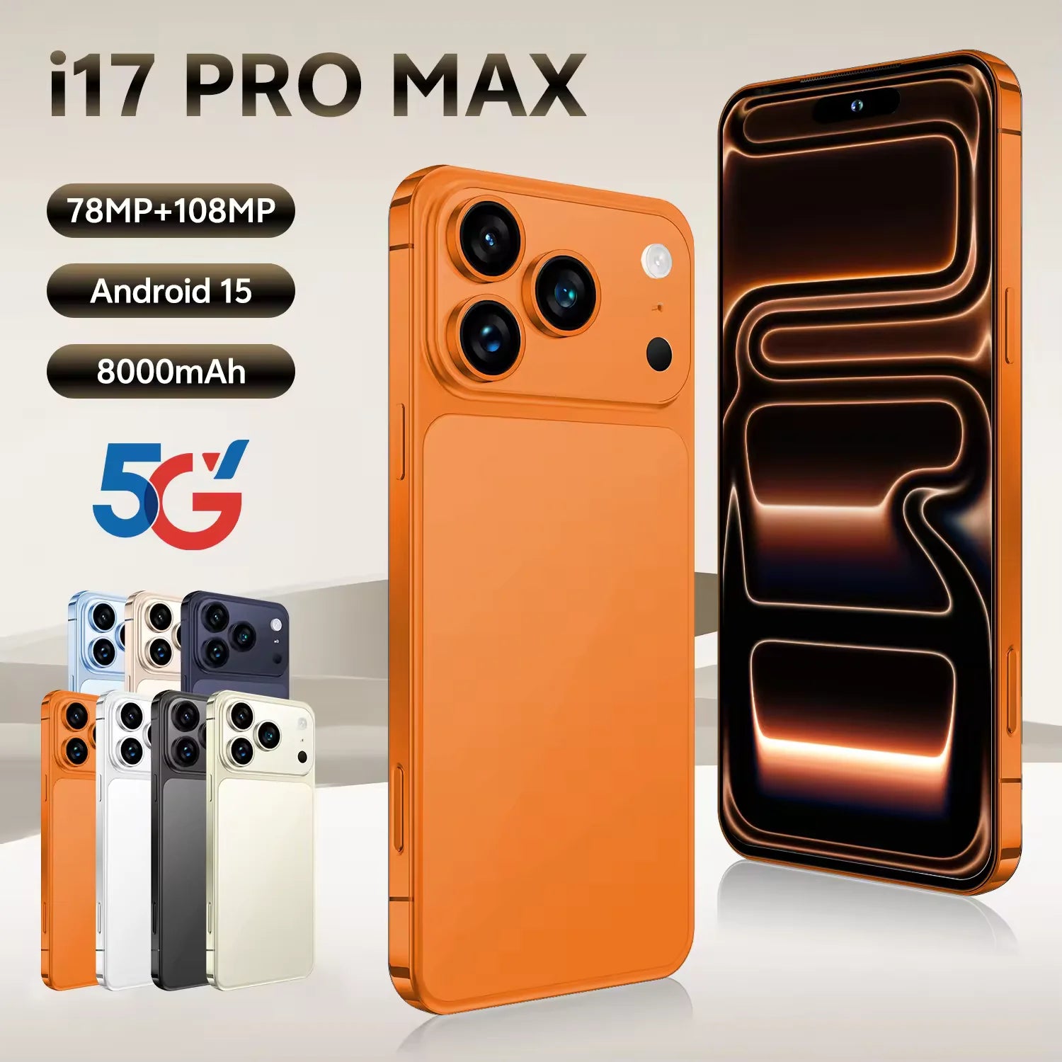 Tidesmit 5G Smartphone, 16GB RAM, 1TB Storage - Orange Orange 16g 1TB Tidesmit