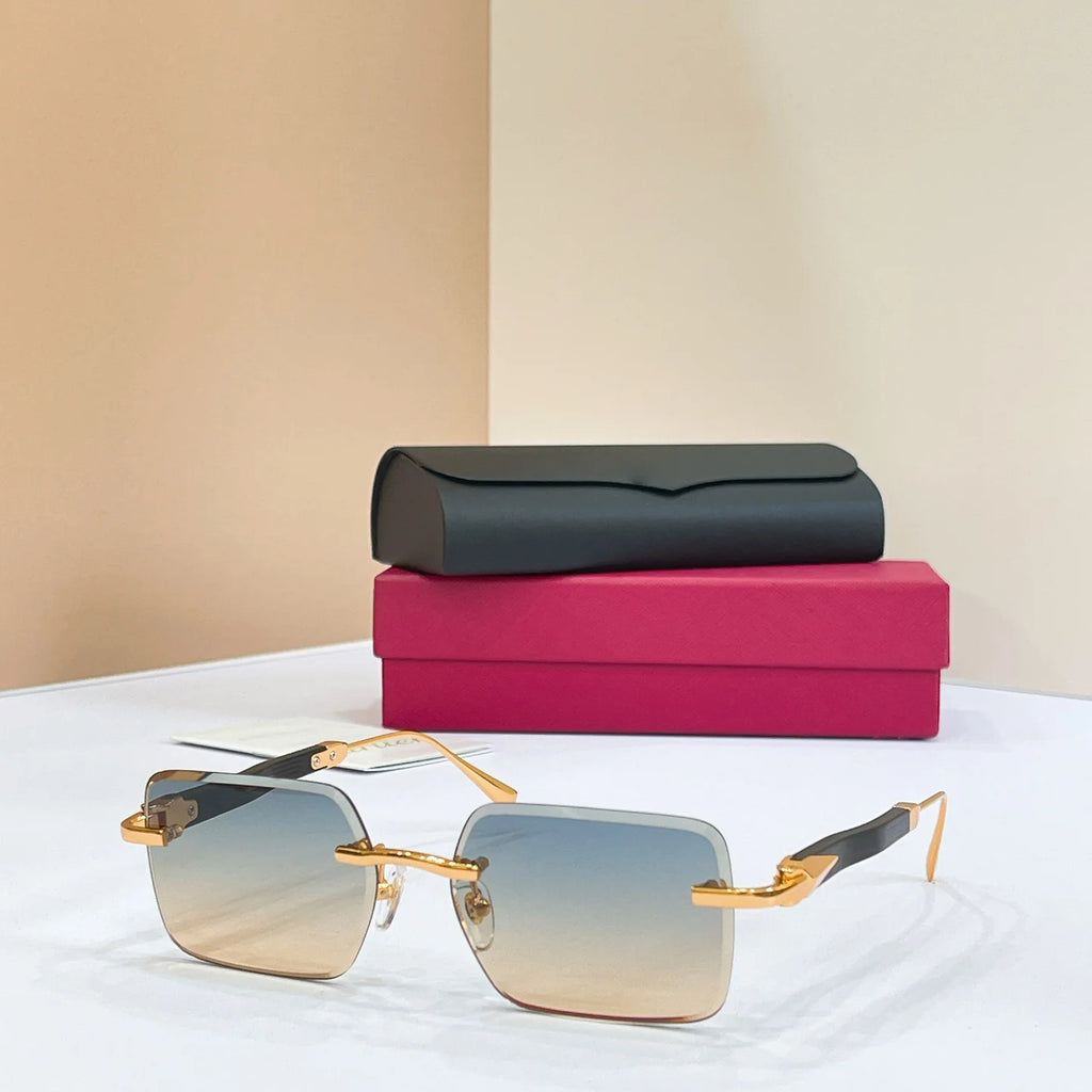 High-quality Luxury Designer Sunglasses-Polarized Lenses Rimless Frame-Light Weight Comfortable for Unisex Use-Trendy Logo