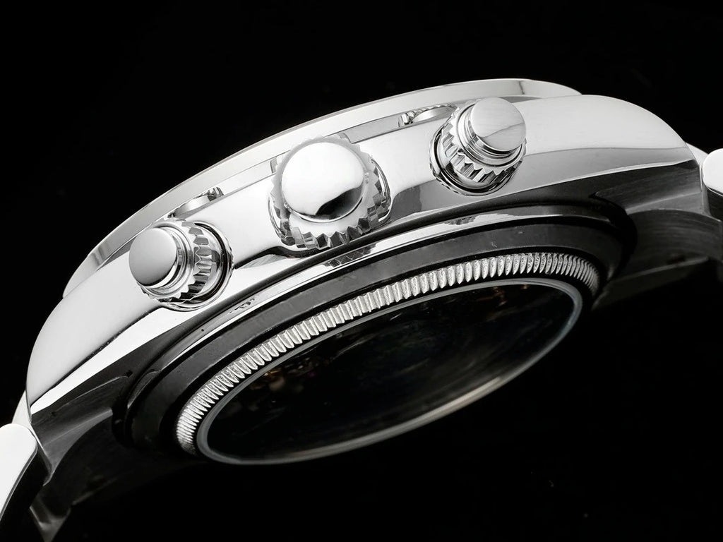 Stylish High Quality Stainless Steel Mechanical Watch Sapphire Crystal Automatic Chronograph for Daily Business Wear Watch
