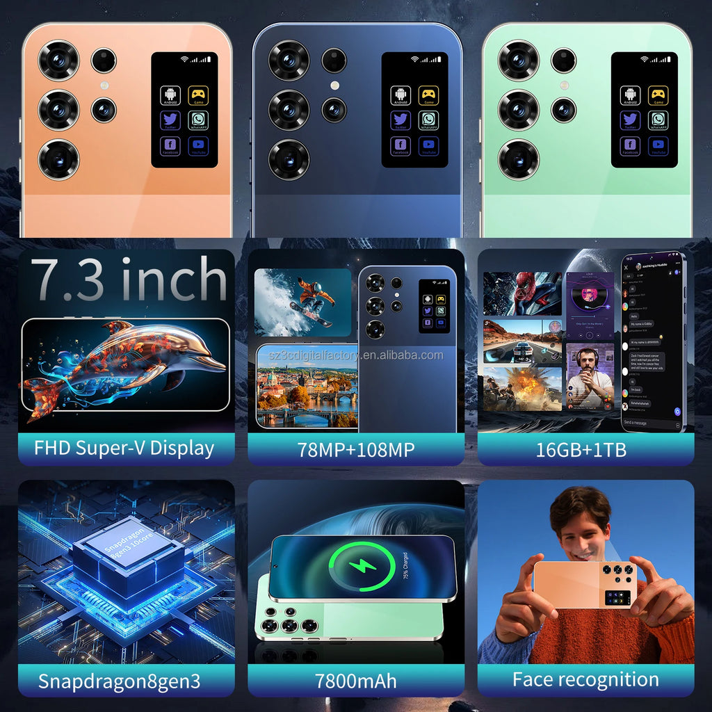 Global Version Mobile Phone S26 Ultra Supports 3G/4G/5G Dual SIM Android 14 16GB+1TB Smartphone for S26 Ultra Tidesmit