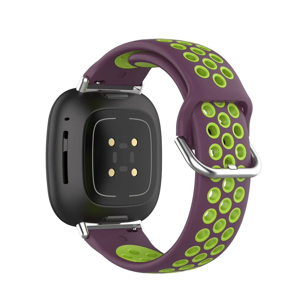 Colorful soft silicone sport strap for Fitbit Versa 3 and Sense smartwatches in vibrant multi-color design