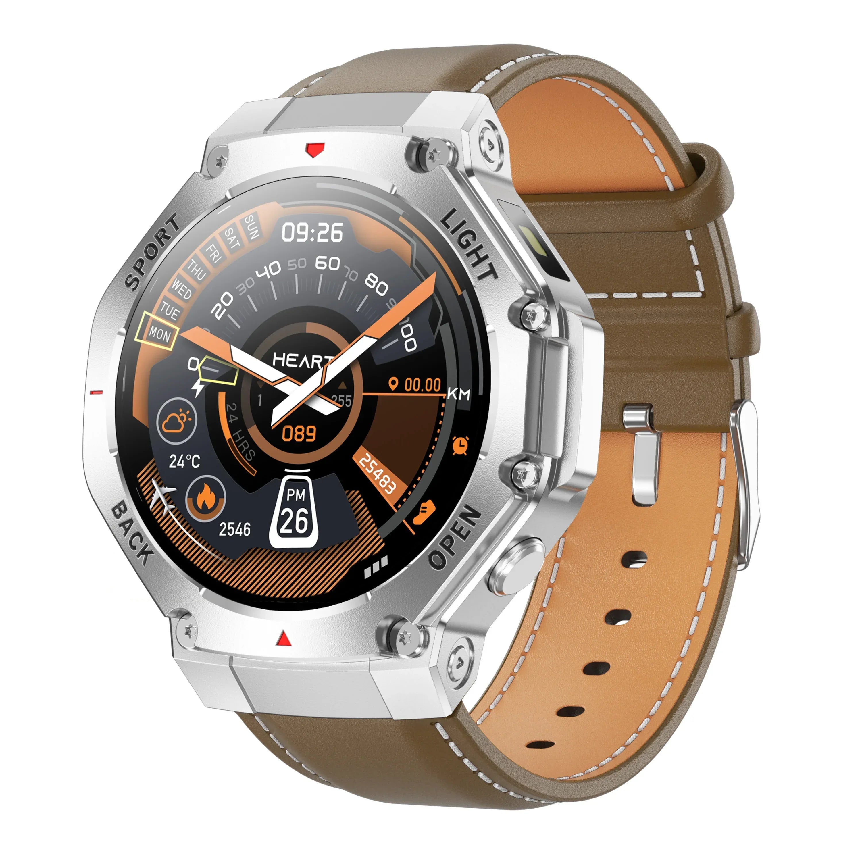 2024 TR3 MAX Men Outdoor Sports Smartwatch 1.53Inch Round BT Call Health Monitoring Smart Watch with Flashlight - Tidesmit