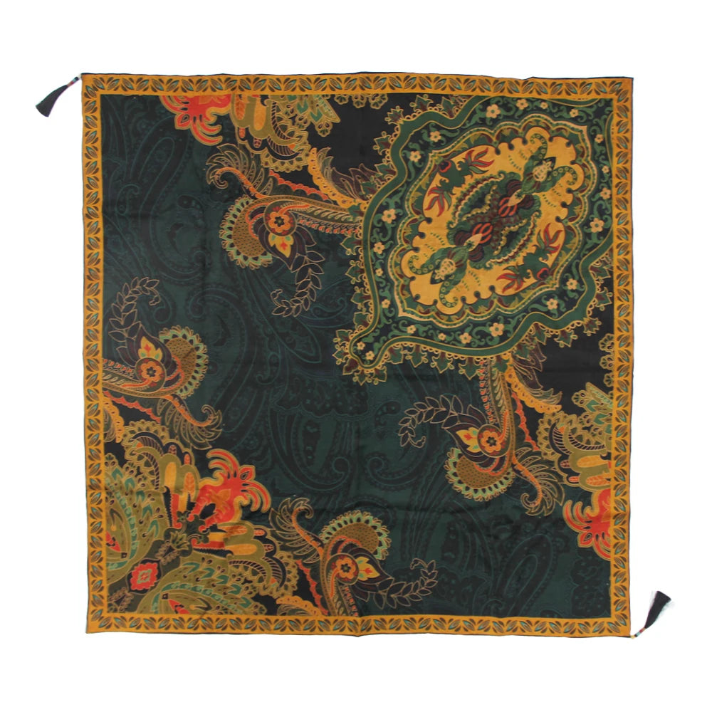 Fragrant Cloud Yarn 42 Inch Elegant New Xiangyun Silk Scarf Luxurious Natural Gambiered Square Floral Pattern Canton Silk Women