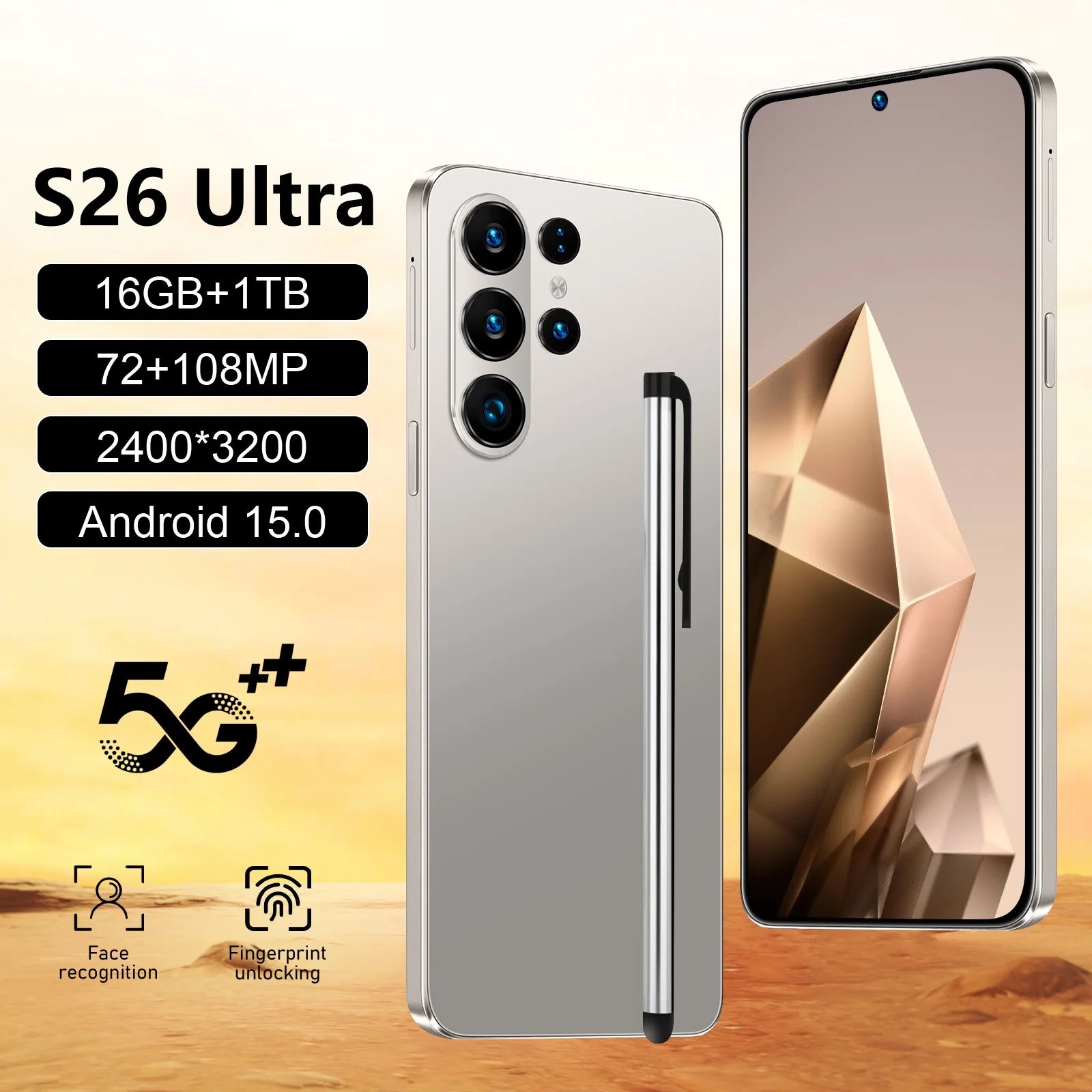 Tidesmit 7.3-Inch 5G Smartphone, 16GB RAM, 1TB Storage, Android 14 Tidesmit
