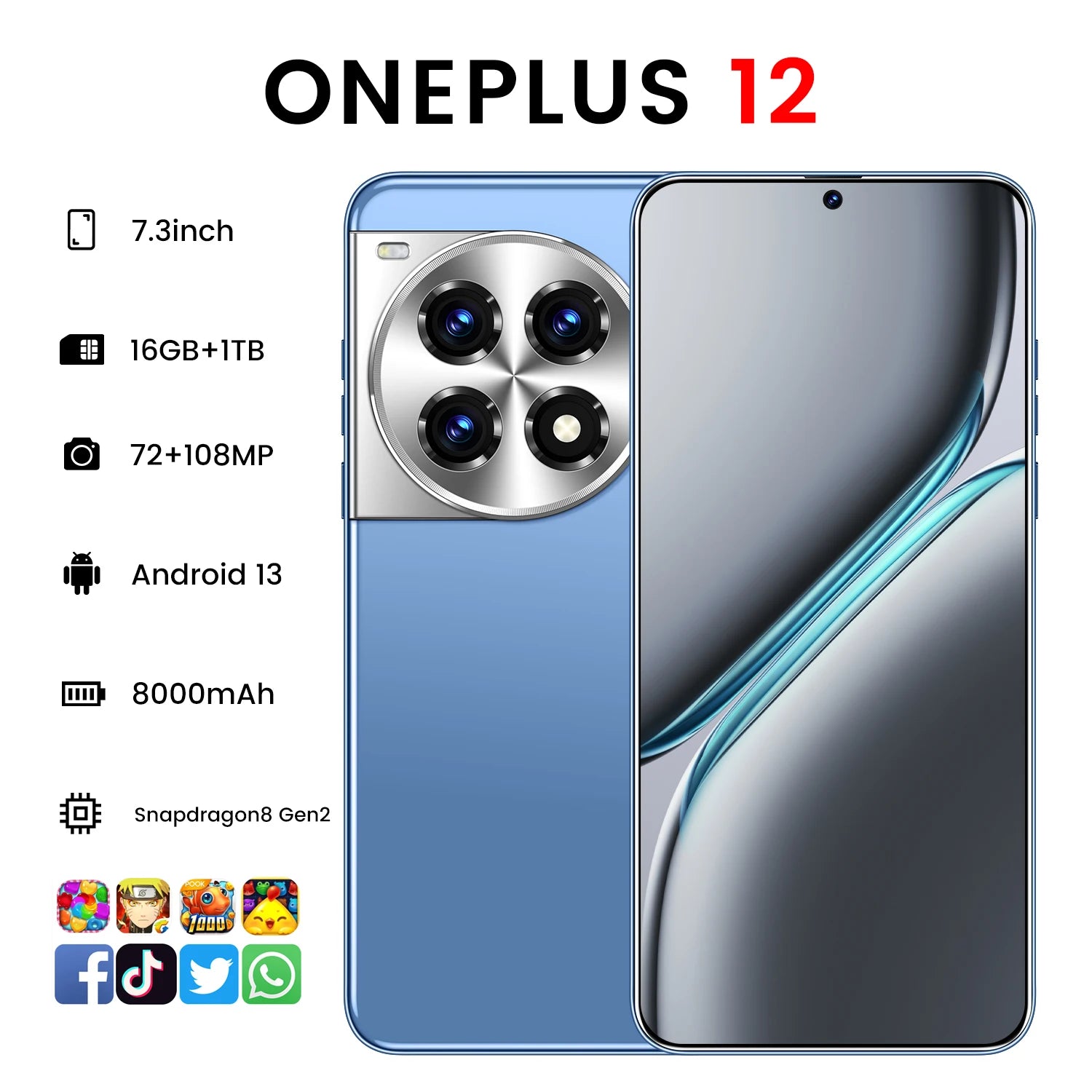 OnePlus 12 5G Smartphone, 16GB RAM, 1TB Storage - Unlocked Mobile Tidesmit