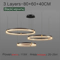 Nordic LED Ring Light Chandelier | Adjustable Color Temperature 3-Layer A3 Layers 80 60 40cm Tidesmit