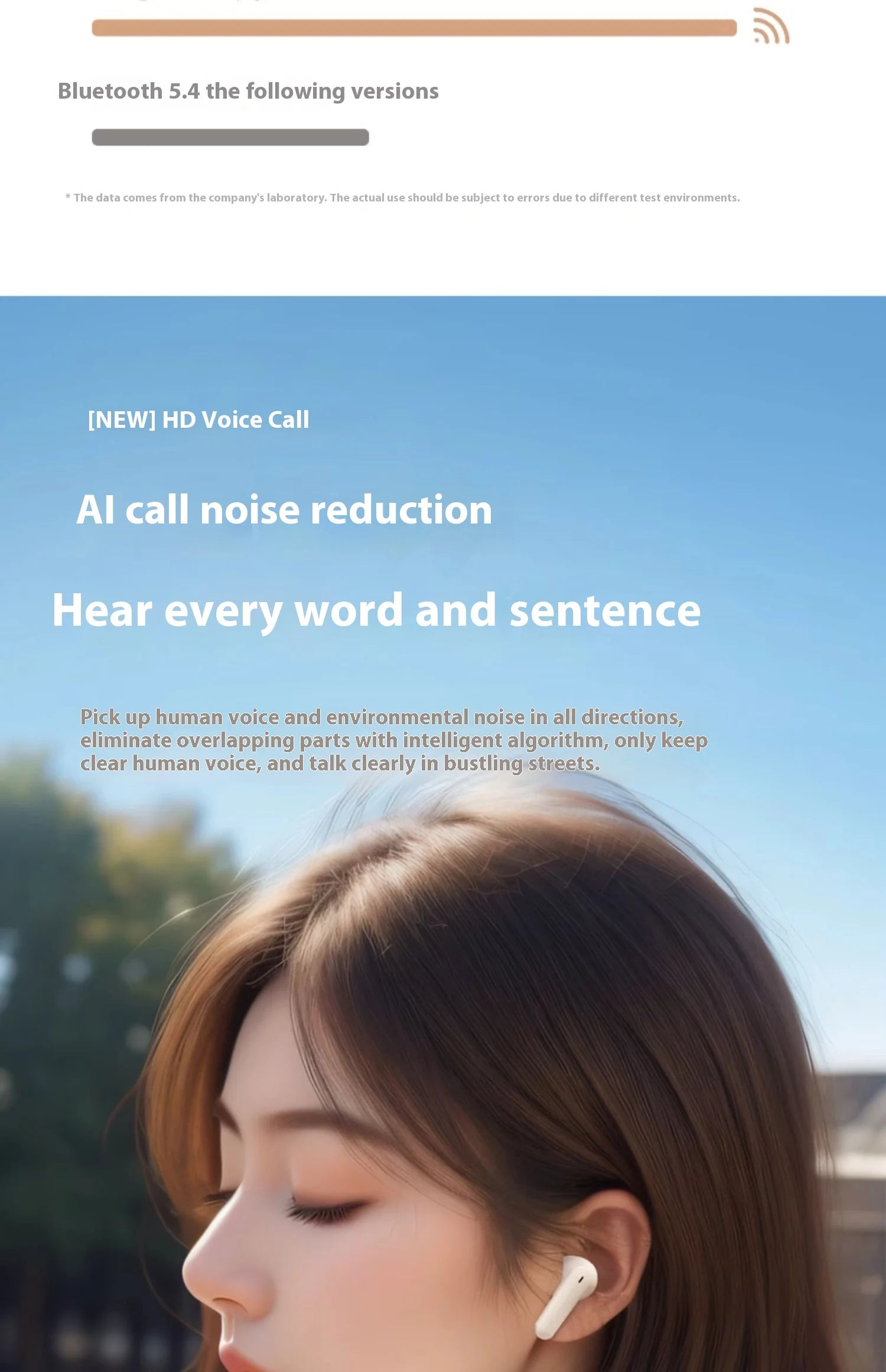 For Bluetooth In-Ear Headset LED Battery Wireless Noise Reduction Long Endurance High Sound Quality for Sports Running Tidesmit