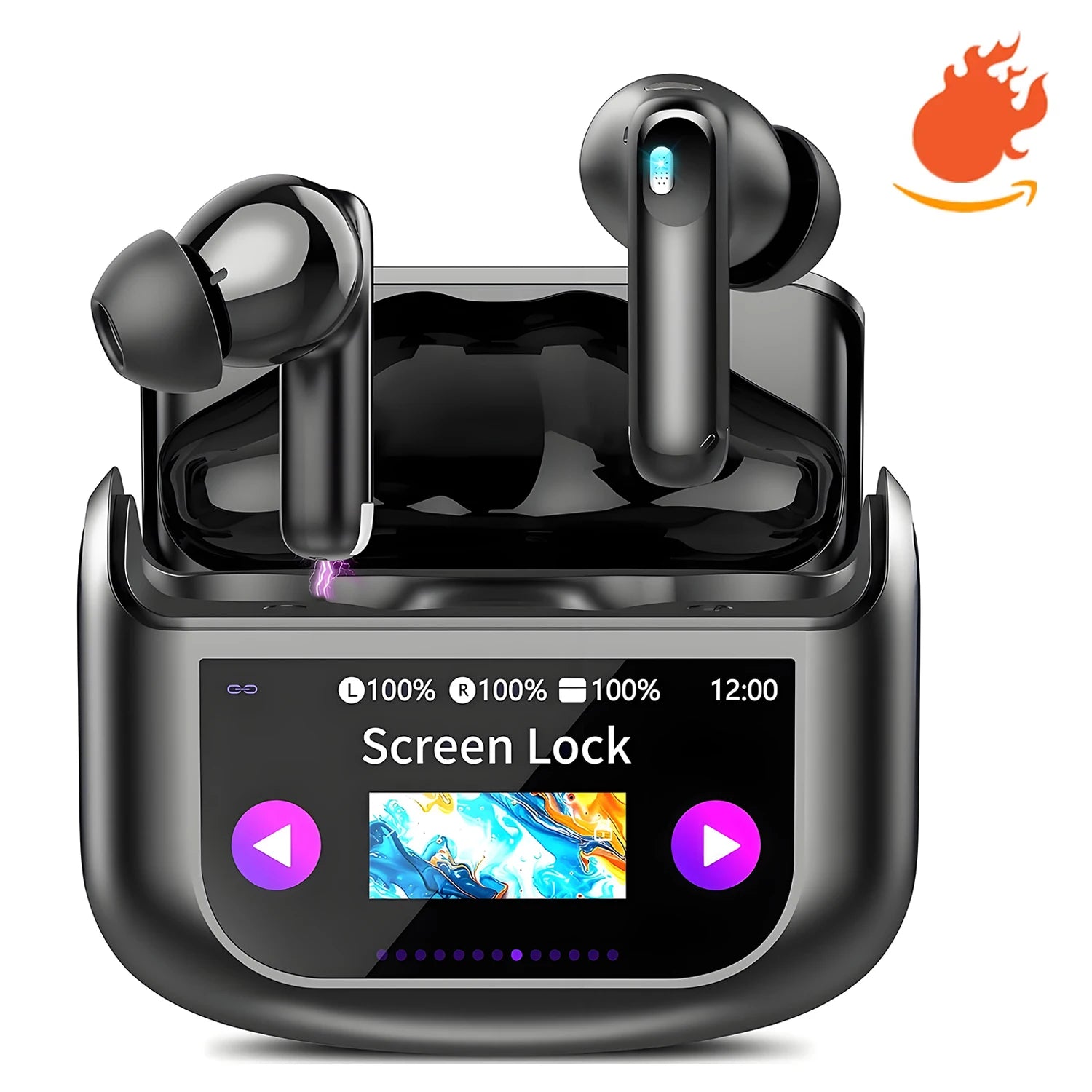 HE-076D True Wireless Earbuds Full-Color Touch Screen Earbuds ANC Noise Cancelling TWS Earphones 5 EQ Modes Hi-Fi Stereo Sound Tidesmit