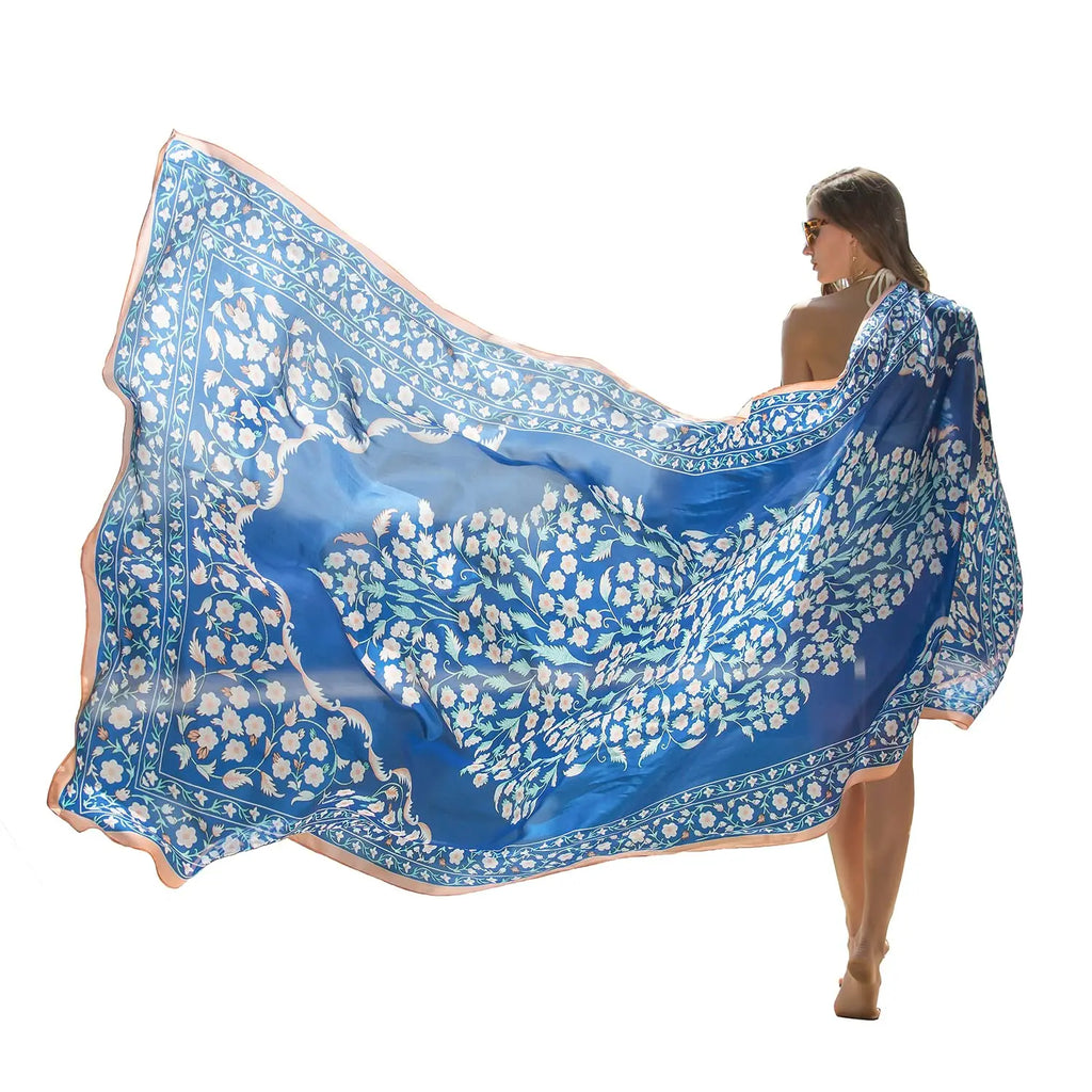 New Summer Fashion Luxury Printed Pure Silk Scarf Shawl Long Size Stole Hijab for Women