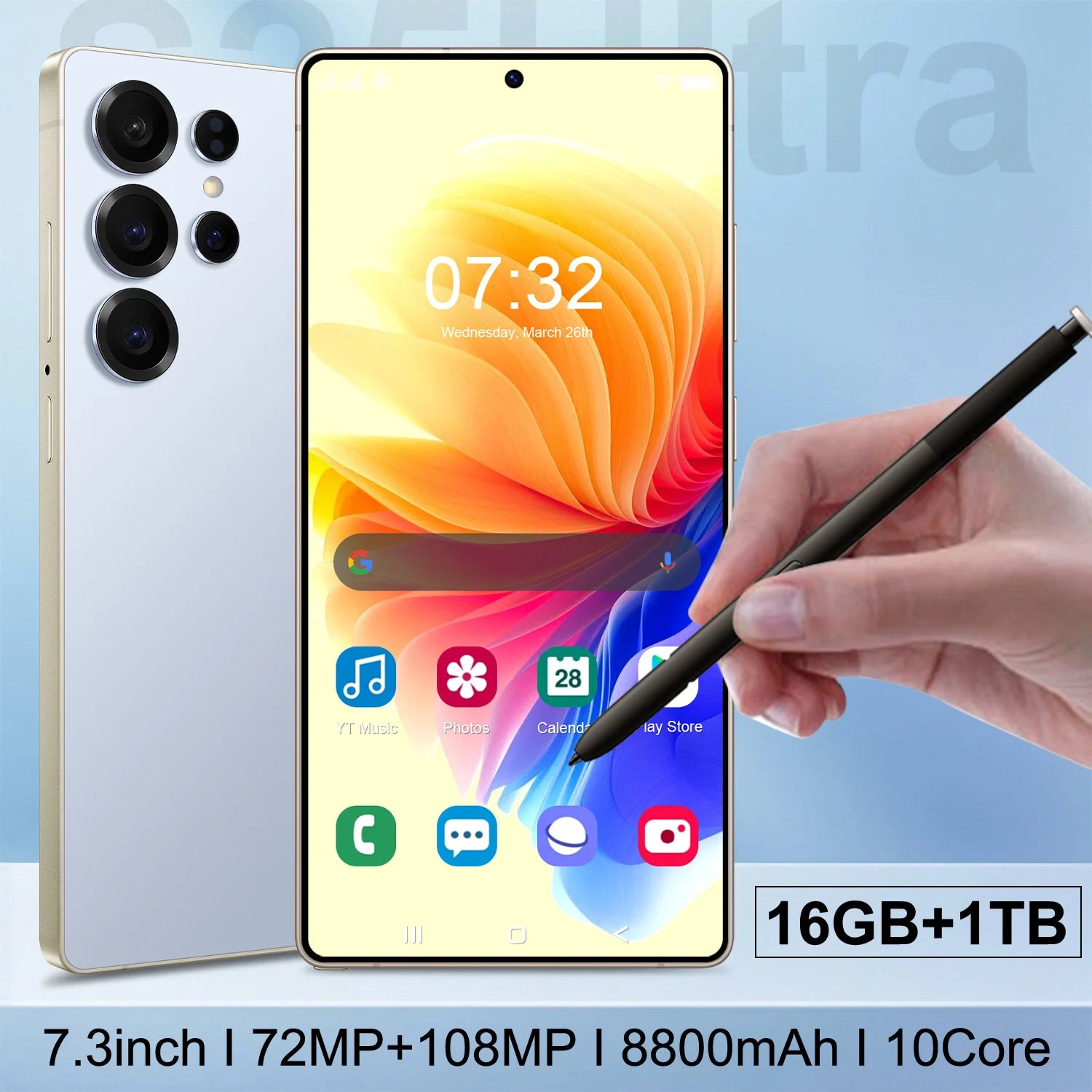 S25Ultra Smart Phone 16GB+1TB WiFi Unlock LTE Gaming Cellphone with 108mp Rear Camera French Language Cheap Wholesale Tidesmit