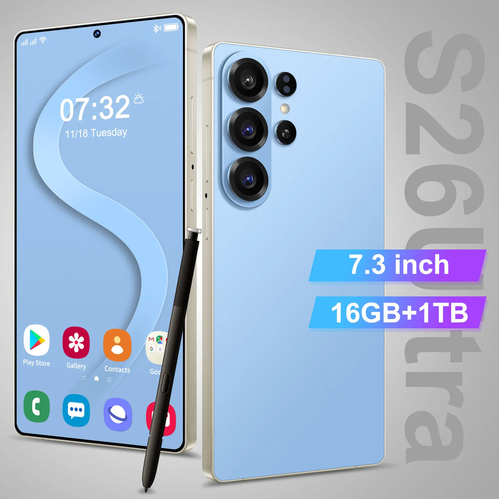 S26 Ultra 5G gaming smartphone with 16GB RAM 1TB storage and 108MP camera Android 15 dual SIM side profile view
