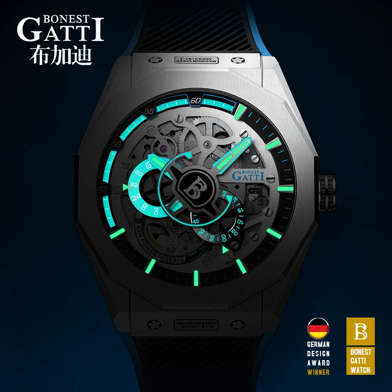 BONEST GATTI  Hot Sale Japan Citizen Movement Men Fashion Sport Automatic Mechanical Watch