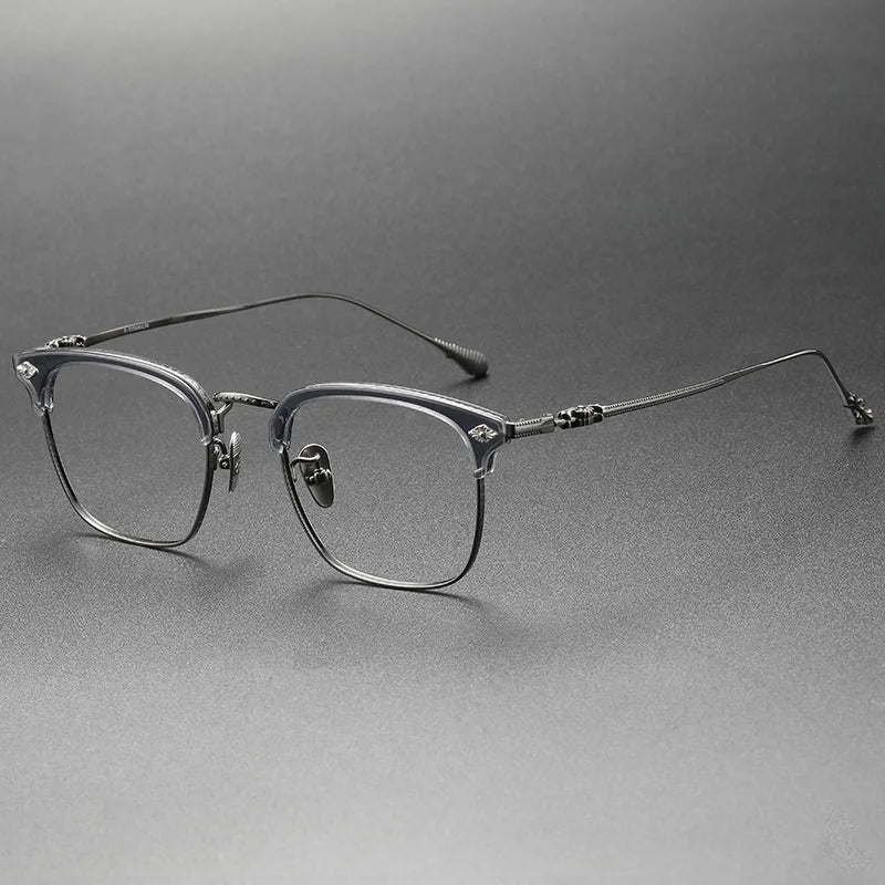 Designer Luxury Eyewear for Men Titanium Optical Frames with Gold Acetate and AC Lens Lunette Gafas Lente with Printed Pattern