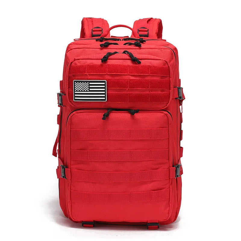 Large Capacity 45L Liters Oxford Waterproof Tactic Fitness Backpack Premium Molle Tactical Gym Trekking Backpack Red 45 Liters Tidesmit