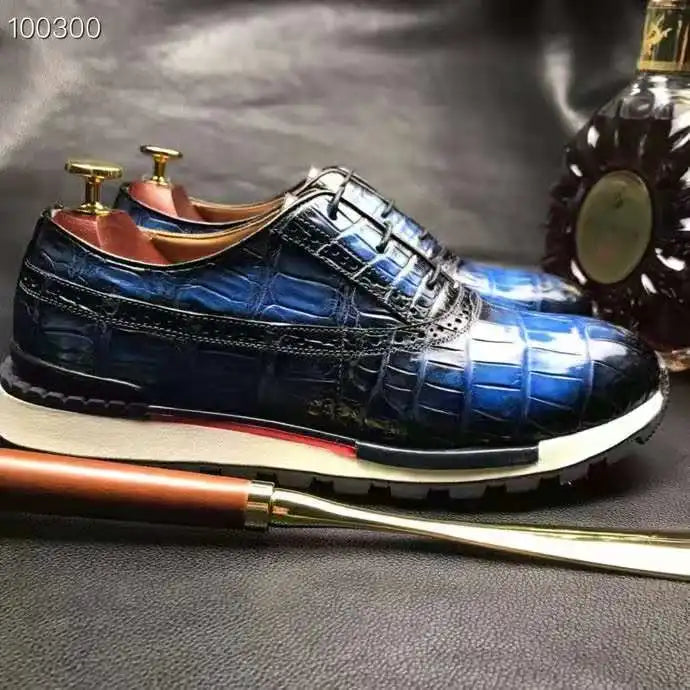 High Quality Elegant Shoes Men Sneaker Luxury Genuine Crocodile Leather Men Walking Shoes Goodyear Custom Business Shoes for Men