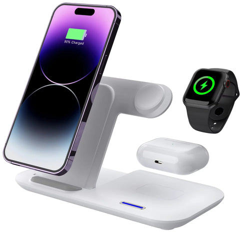 2025 Multifunction Foldable Wireless Charger 15W 3 in 1 Fast Portable Charging Station for Mobile Phone/earphone/watch - Tidesmit