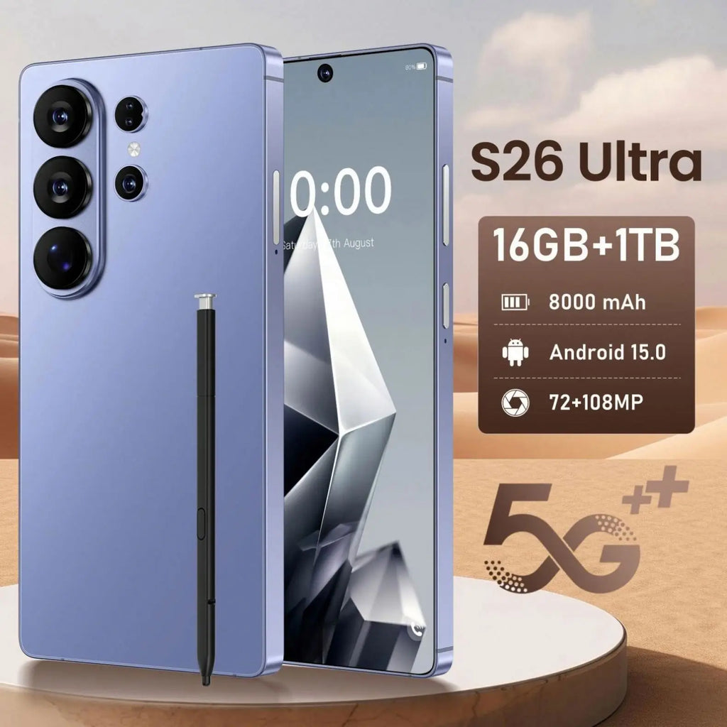 Close up view of S26 Ultra smartphone showing sleek build, side buttons, and charging port design.
