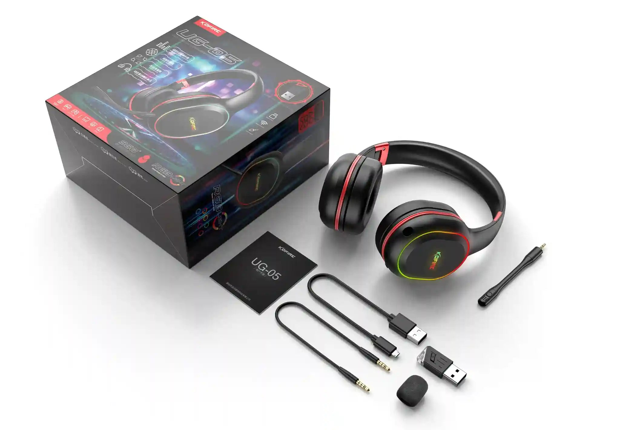 Wireless Gaming Headphones with Low Latency Audio and RGB Lights Tidesmit