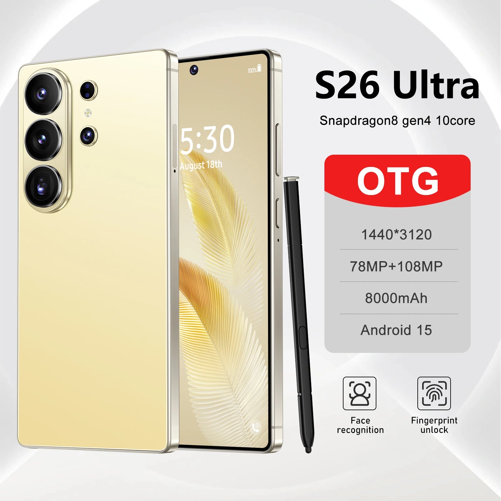 Samsung S26 Ultra smartphone featuring a high-definition clear display for smooth performance and vibrant visuals.