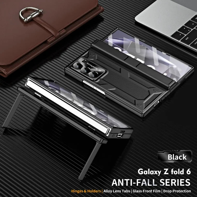 Double Kickstand Armor Case for Samsung for Galaxy Z Fold6 Hinge Protection and Build-in Screen Protector Model Plus Tidesmit