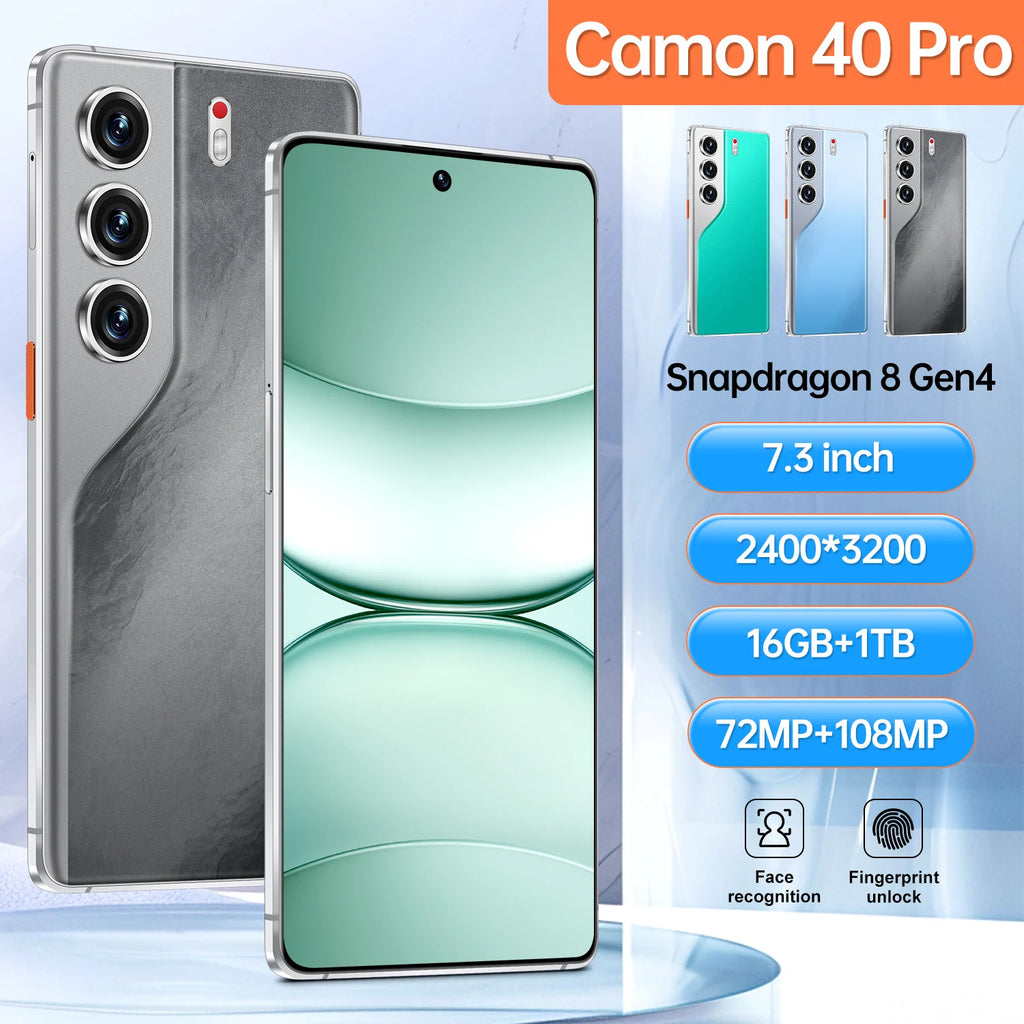 Global 5G Camon 40 Pro 108MP Rear Camera 16GB+1TB Dual SIM Mobile Phone with 4K Screen Resolution New Arrival 5G Smartphones Tidesmit