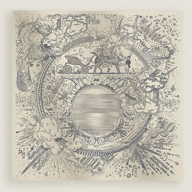 Luxurious 90*90cm Square Digital Art Explosion Printed Silk Scarf Gift Specially Designed for Elegant Individuals