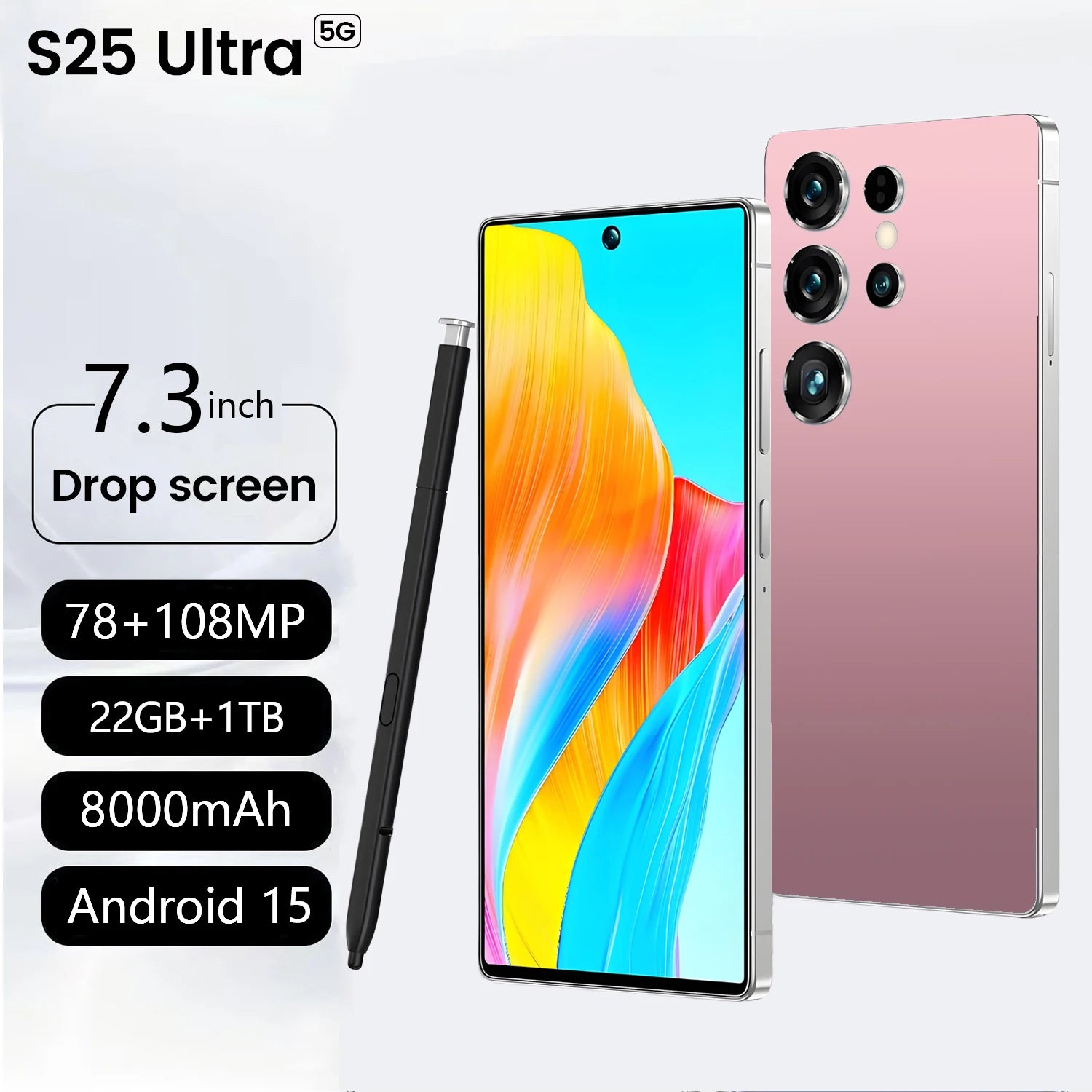 Real High Quality 22+1TB S25 ULTRA 7.3 Inch Smart Phones Wholesale Big Screen 5G Mobile Android Cell Phones Smartphone Tidesmit
