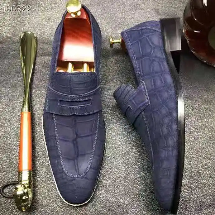 Goodyear Nubuck Genuine Crocodile Leather Men Casual Shoes Alligator Custom Loafer Shoes for Men Luxury Top Grade Shoes Men