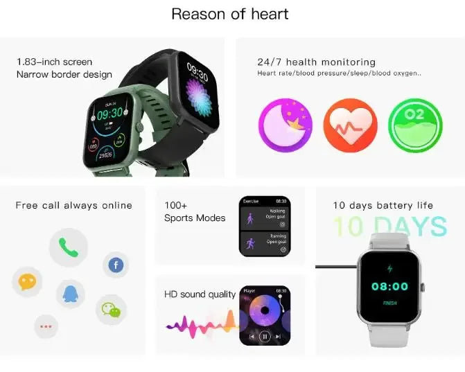 Wholesale ZL54C Smart Watch 1.83inch One-click Connect Call Sports Modes Fitness tracker Smartwatch IP67 Waterproof ZL54C - Tidesmit