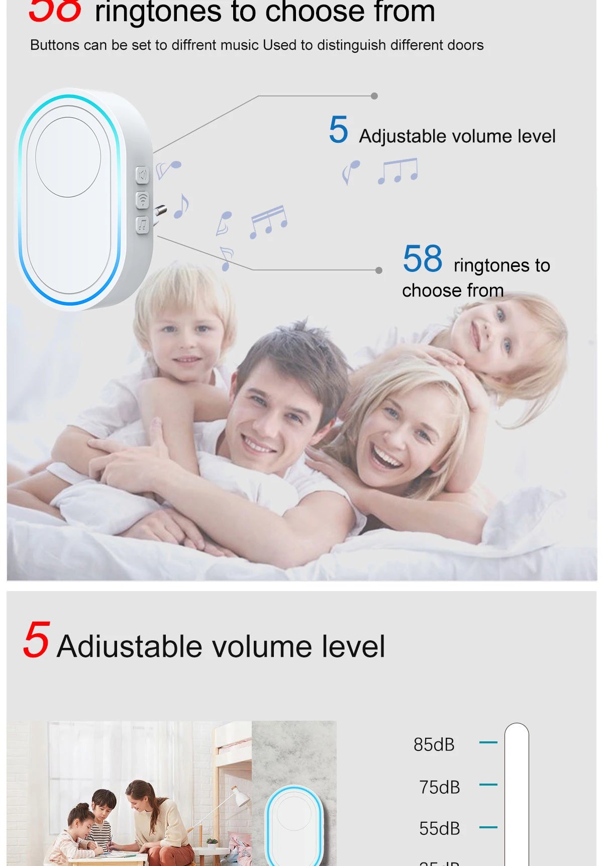 Waterproof Wireless Doorbell Home Welcome Smart Home Door bell 300m Remote Smart Bell Chime EU UK US Plug Optional