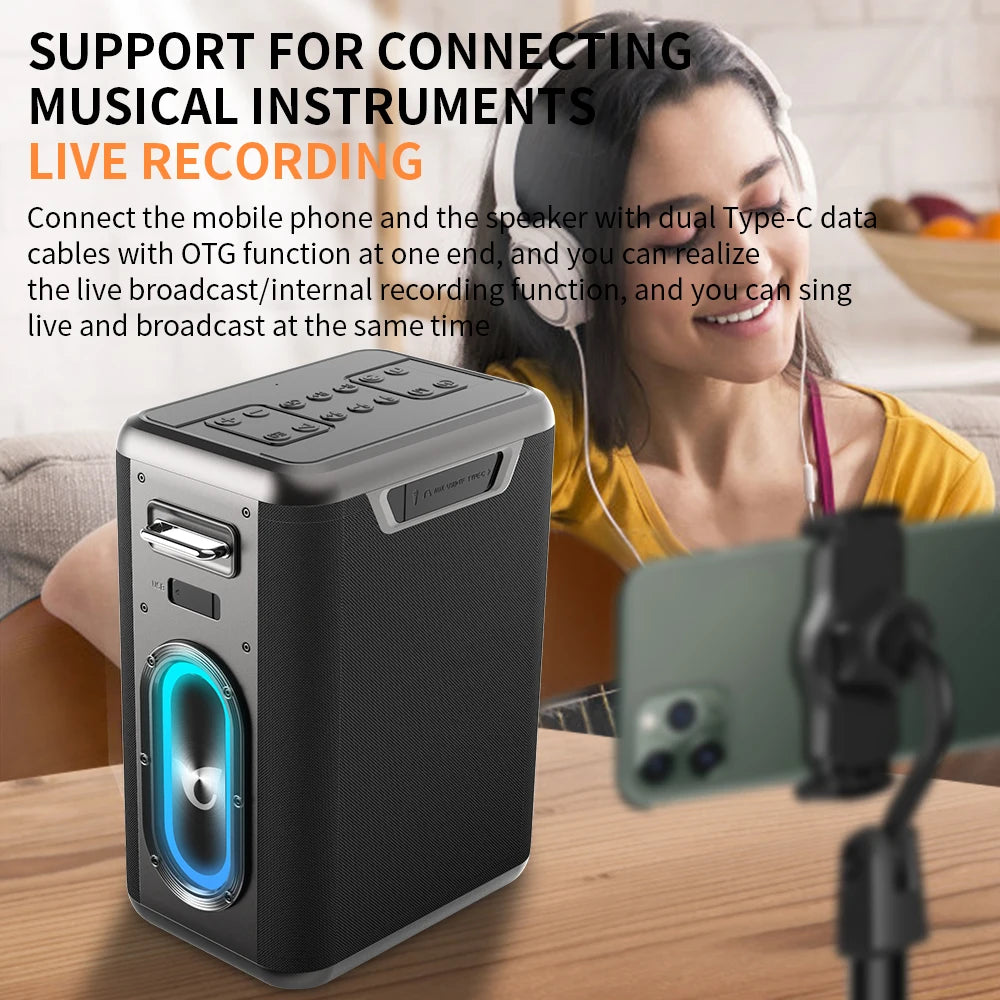 400W High Power Karaoke BT5.3 Speaker Portable 360 Stereo Surround Waterproof Wireless Subwoofer with Dual Microphone Boombox My Store