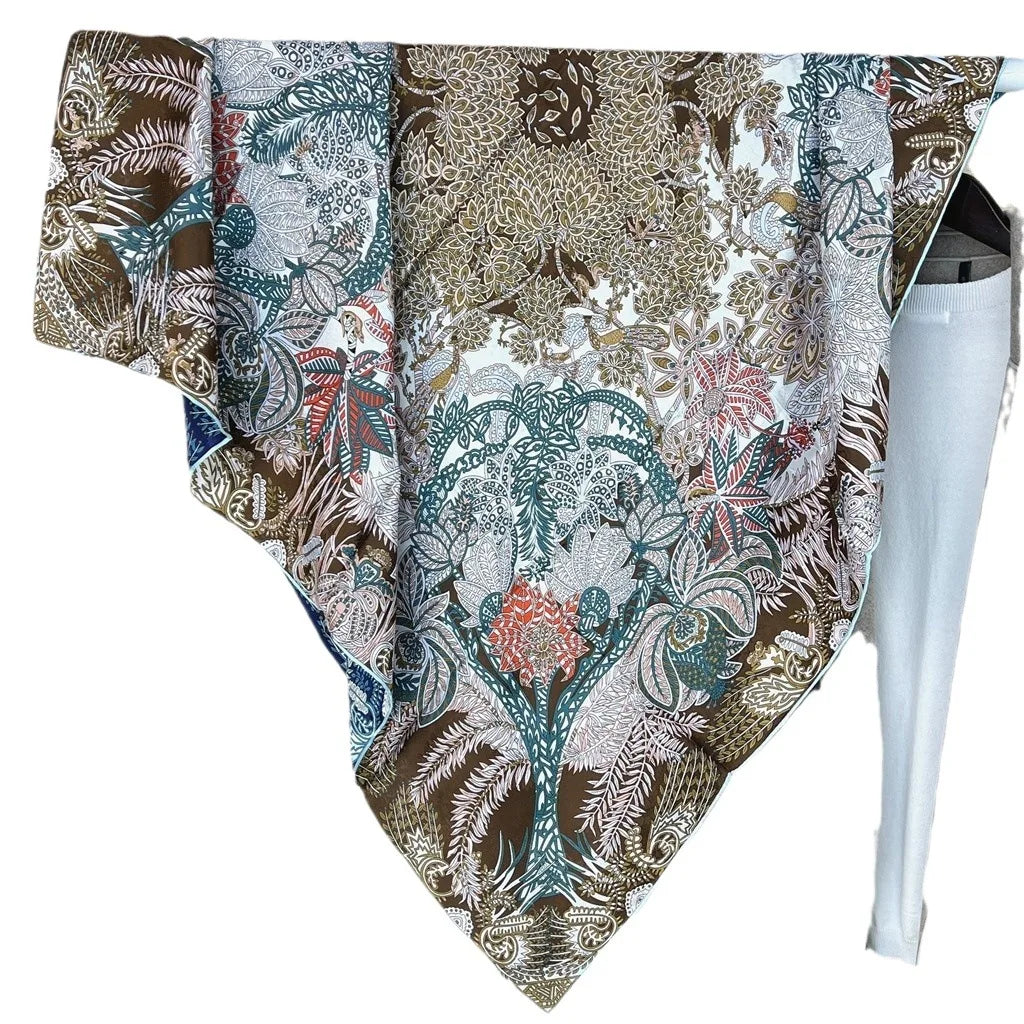 108cm Silk Twill Square Scarves 19MM Heavyweight Silk Printed Scarf 100% Mulberry Silk Two-tone Large Square Scarf