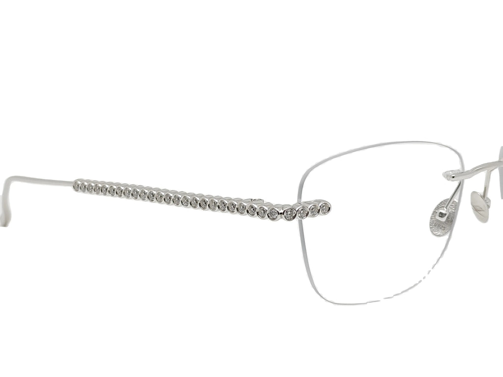 Latest Popular Design 925 Silver Diamond-Set Luxury Unisex Rimless Rectangle Glasses Lightweight Premium Quality
