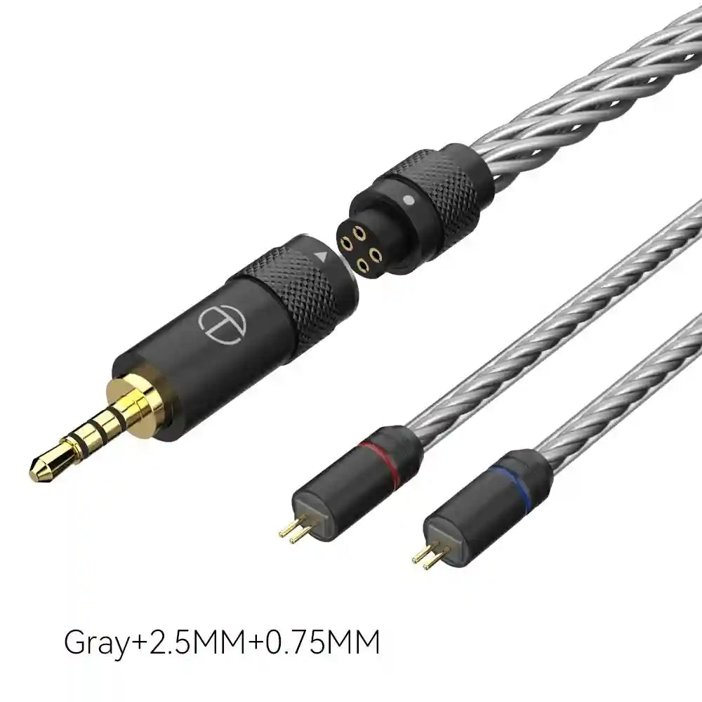 16-Core Silver Plated Replacement Cable for HiFi Headphones Gray 0.75 2.5 Tidesmit