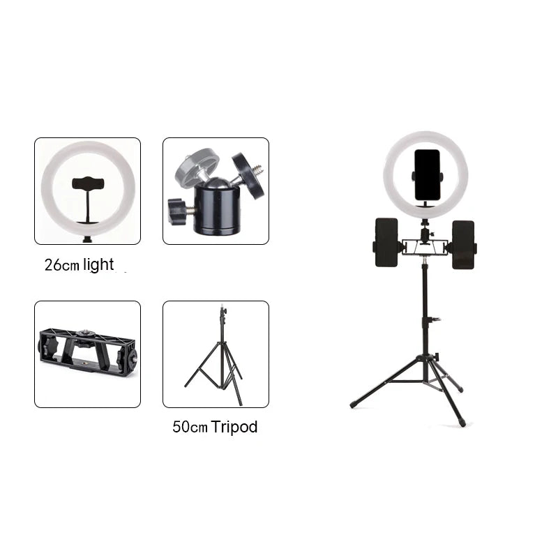 10 Inch LED Ring Light with Tripod Stand for Professional Video Lighting 26cm light 0.5M Tidesmit