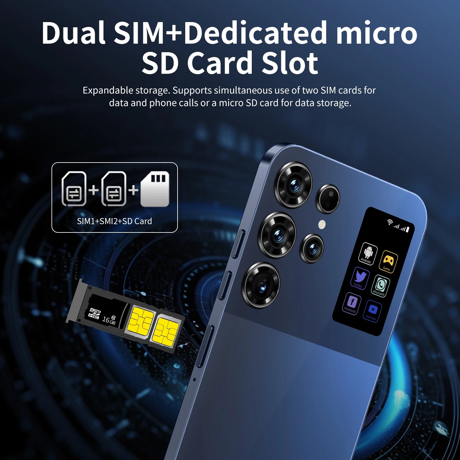 2025 S26 Ultra 5G Android 14 Smartphone featuring 7.3-inch HD display 16GB RAM 1TB storage and dual high-res camera