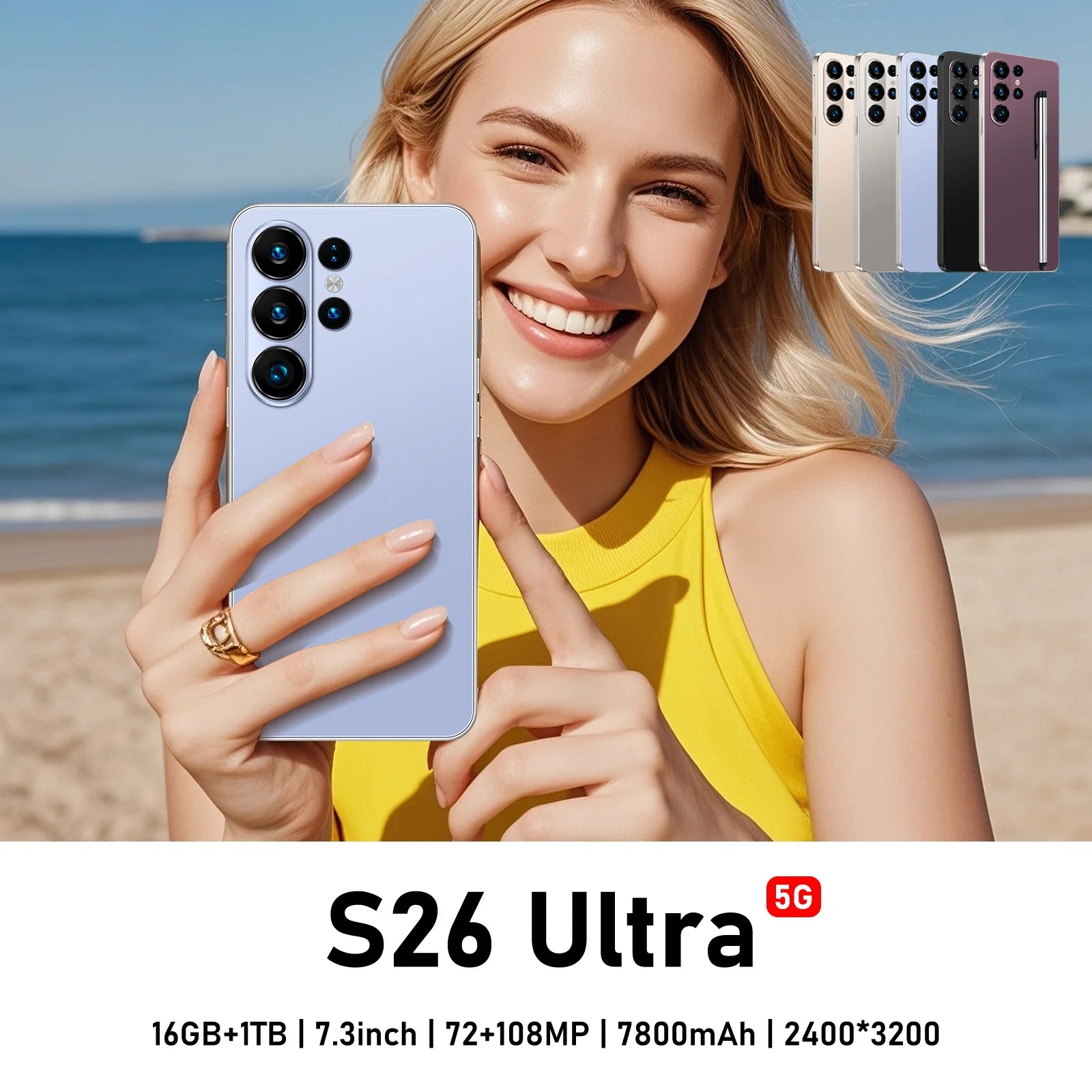 S26 Ultra 5G Smartphone 1TB 16GB RAM 7.3 Inch Display Tidesmit