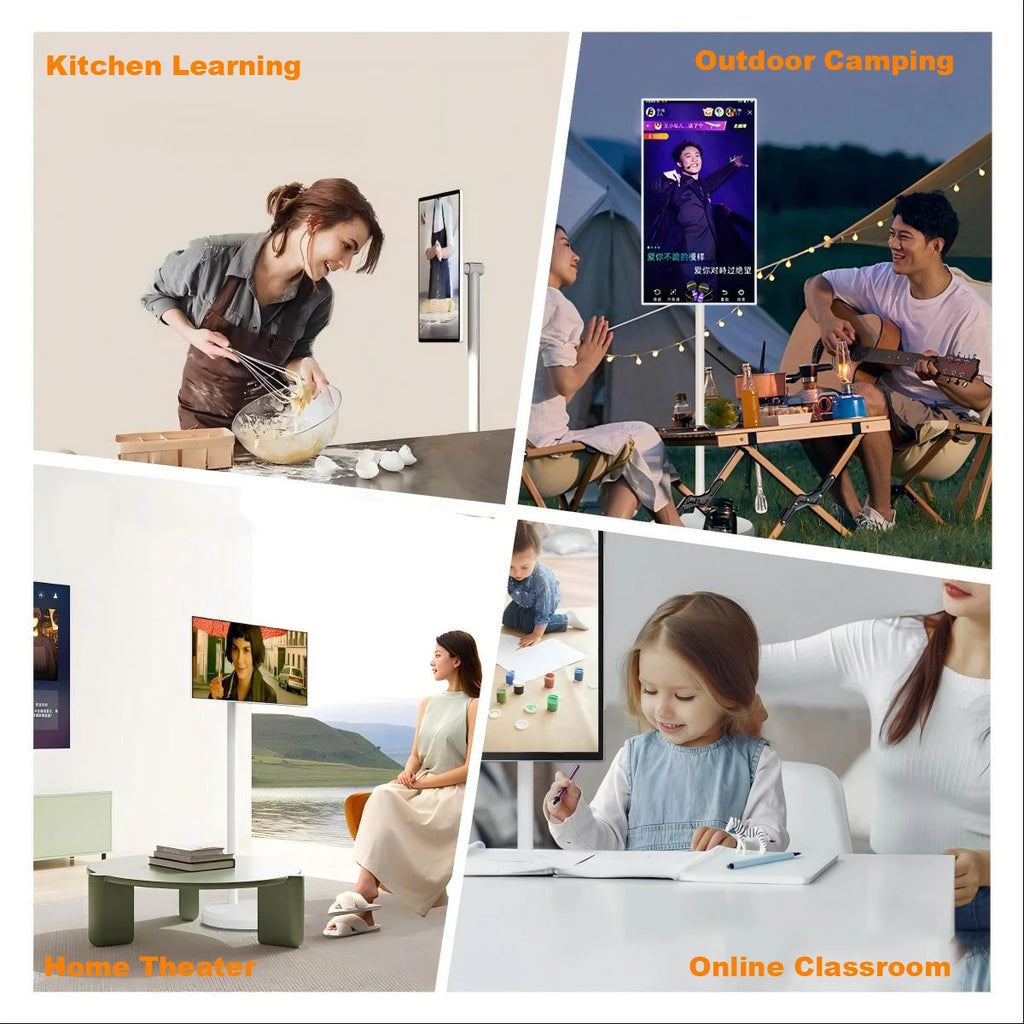21.5 Inch Portable Smart TV 8-Core CPU Android OS LED Touch Screen Built-In Speaker Mobile Monitor Rotatable Touch Screen TV