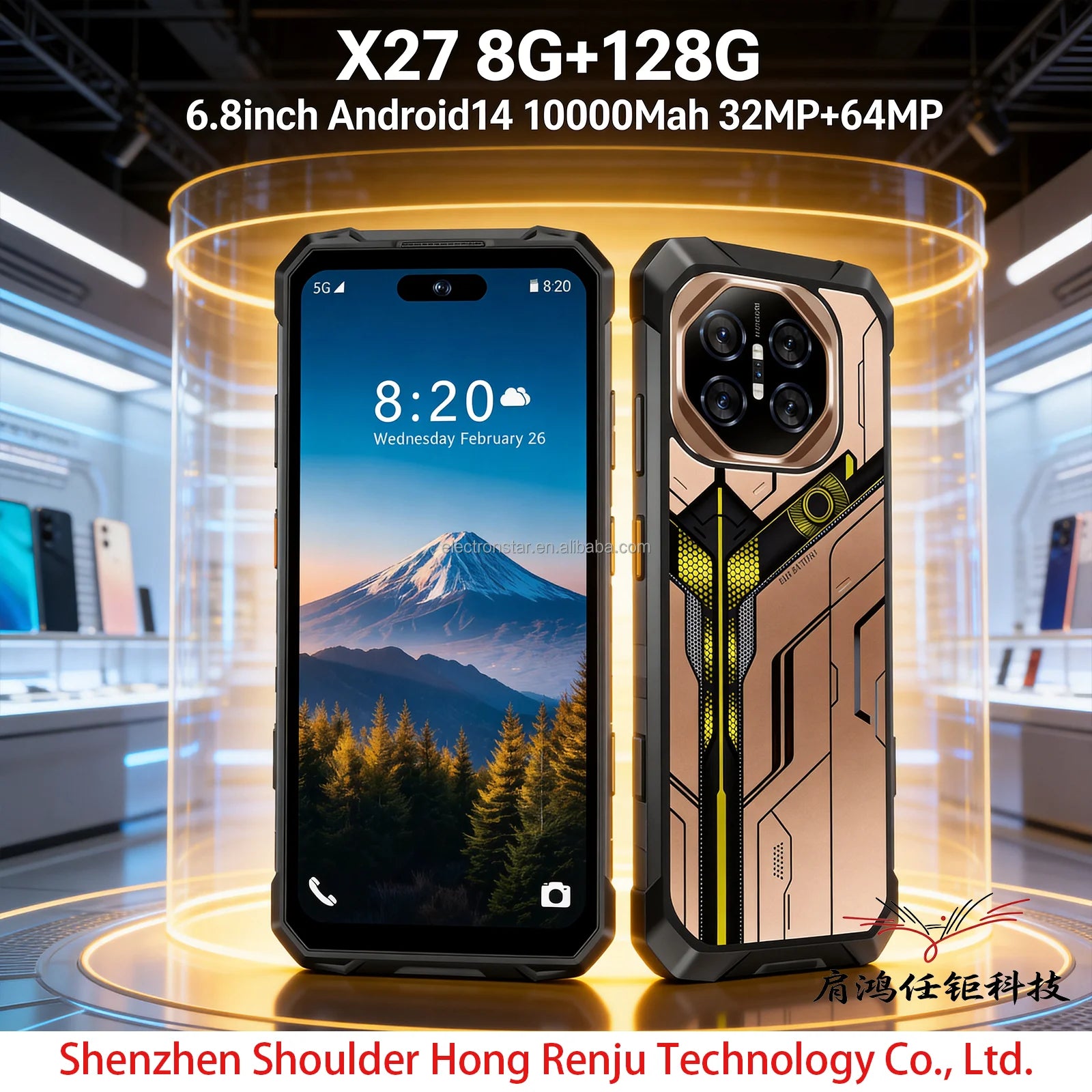 Tidesmit X27 Ultra 5G smartphone with 8GB RAM 128GB storage and 6.8 inch screen running Android 14
