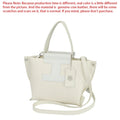 Royaa white handmade genuine cow leather designer tote bag with H-pattern, top handle, and adjustable shoulder strap.
