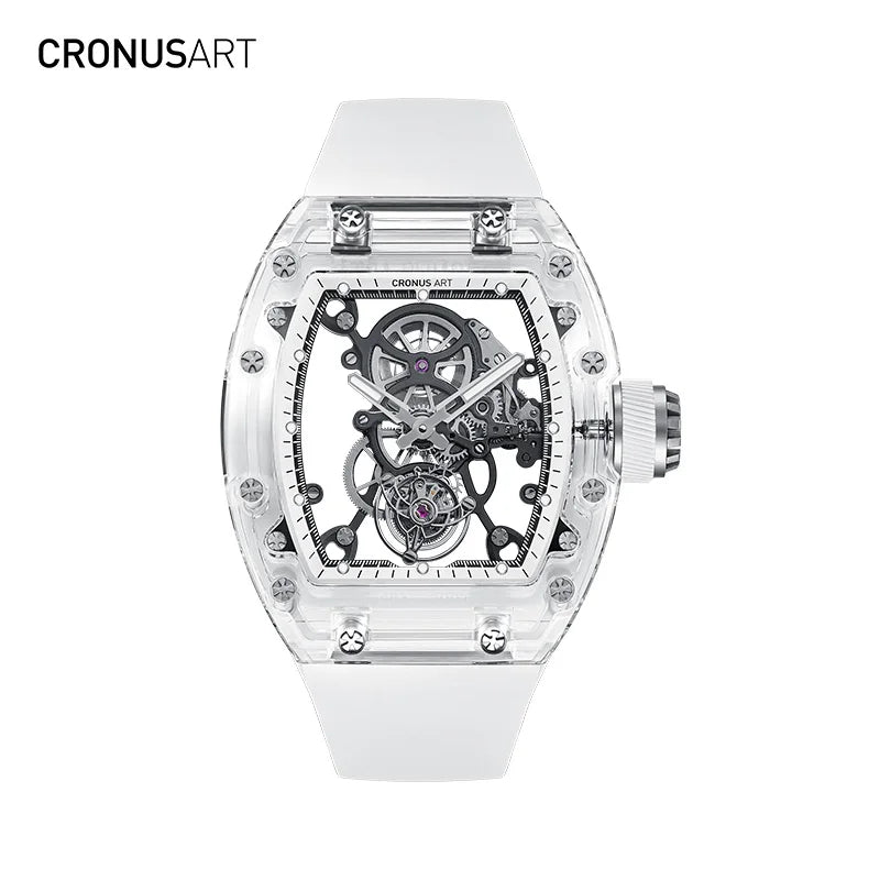 CRONUSART Luxury Fashion Tourbillon Watch Transparent Luxury Encased Sapphire 20mm Limited Edition Pointer Power Reserve