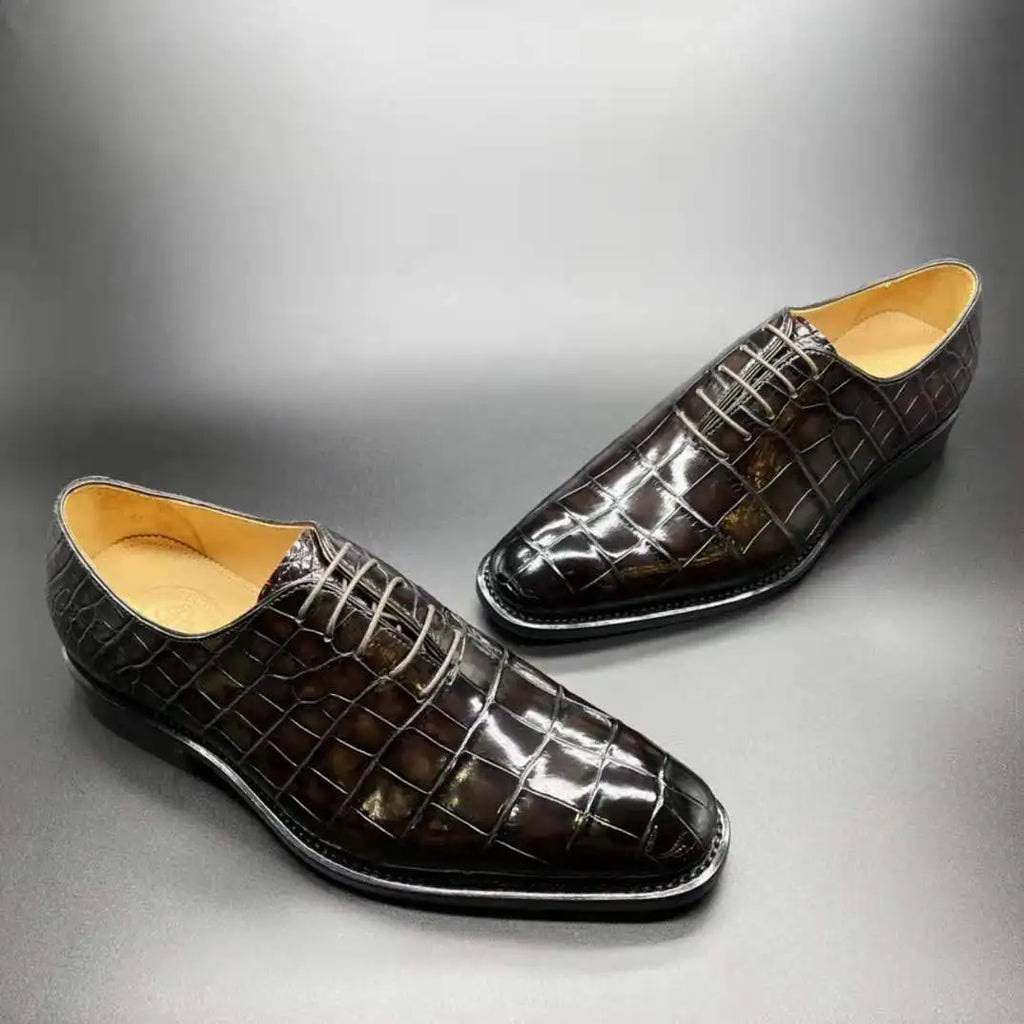 Goodyear Crocodile Skin Luxury Tuxedo Shoes for Men Genuine Alligator Leather Business Formal Shoes Men Trendy Office Shoes