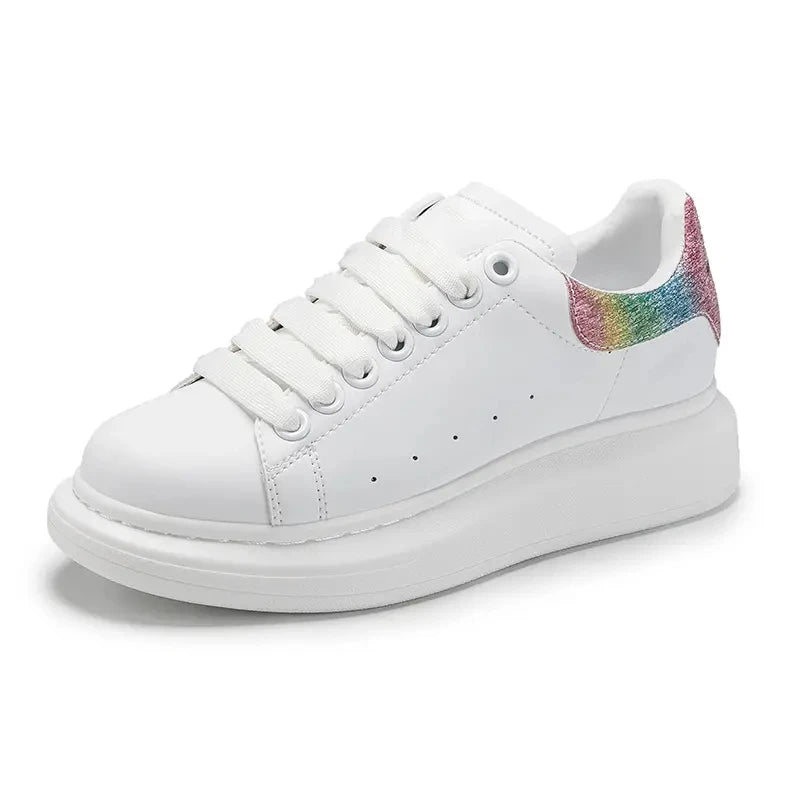 2023 Luxury White Shoes Brand Logo Custom Sneakers Male Female Vulcanize Shoes Thick Bottom Increased Vulcanized Shoes