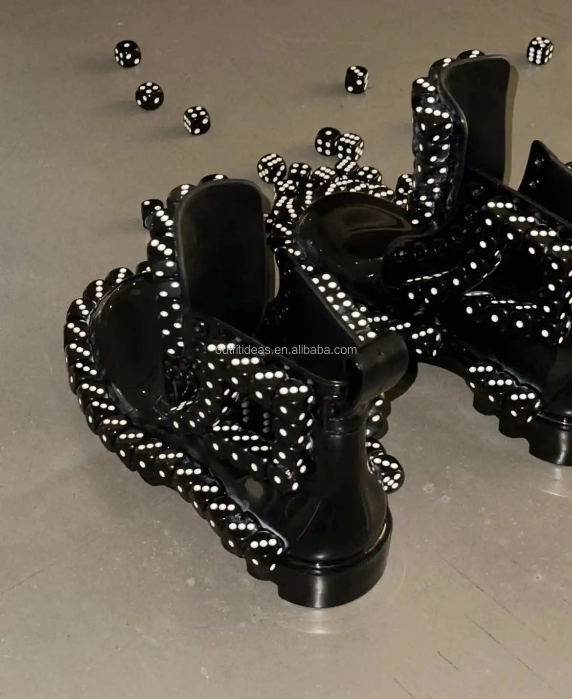 REMAKE UPCYCLE Handmade Brass Rivets Boots Dice Patchwork Branded Unisex Women Menswear Luxury Vintage Remark Shoes for Men