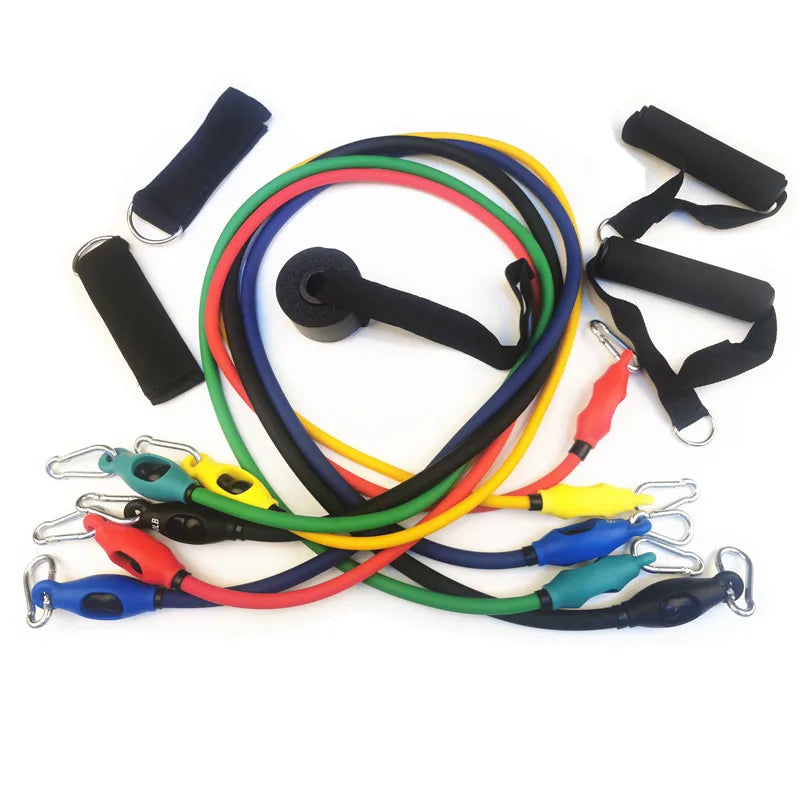 Sunquest Home Gym Accessories Fitness Accessories 11 Pieces Latex Resistance Bands Set Red+green+yellow+blue+black 150lb Tidesmit
