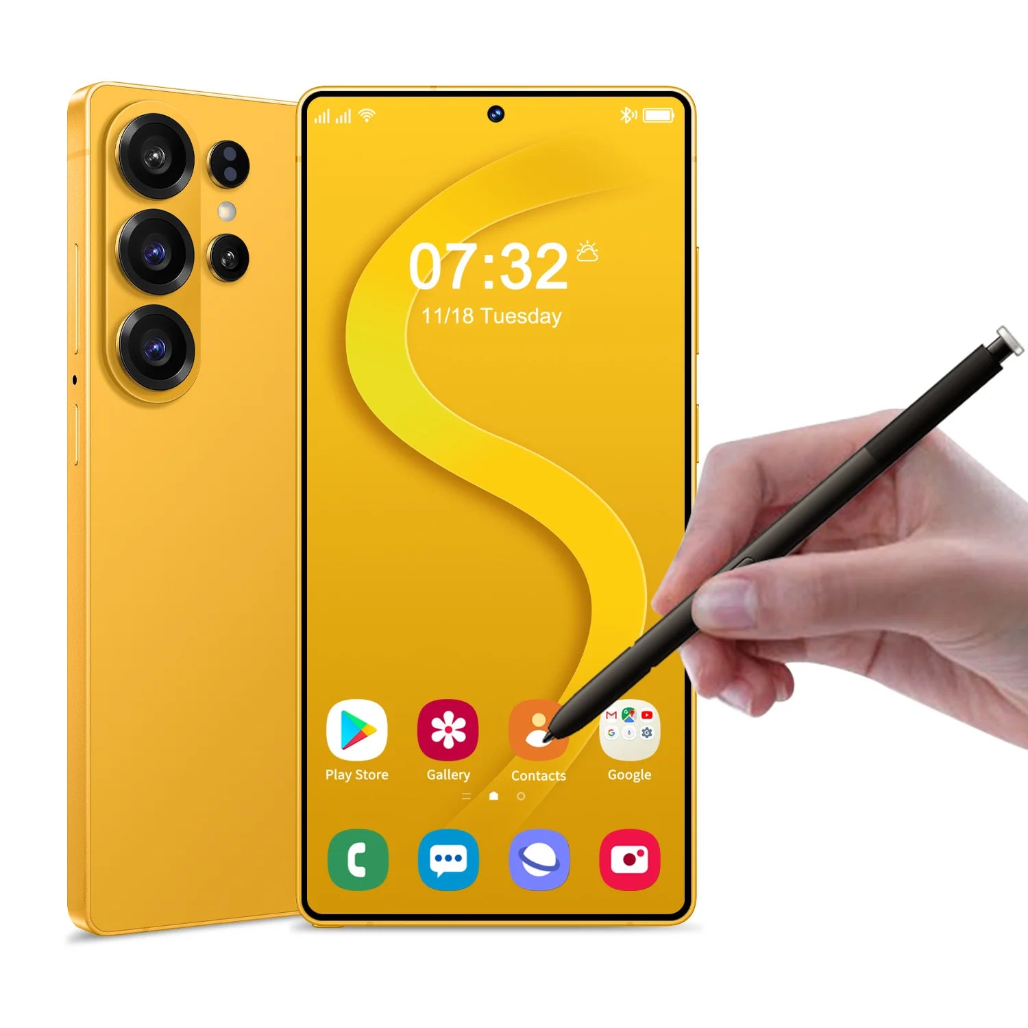 S26 Ultra 5G smartphone with 7.3-inch display, 16GB RAM, 1TB storage, 108MP camera, and built-in stylus pen