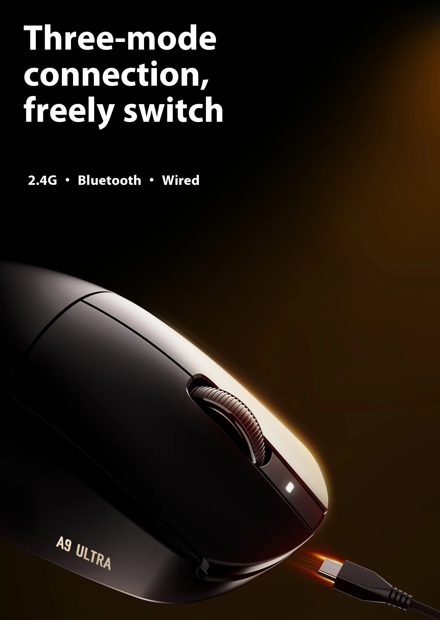 ATK A9 PLUS ULTRA Series Mouse Dual 8K Wireless Mouse Bluetooth Lightweight PAW3950 Ultra Nordic52840 E-sports Mice Gift